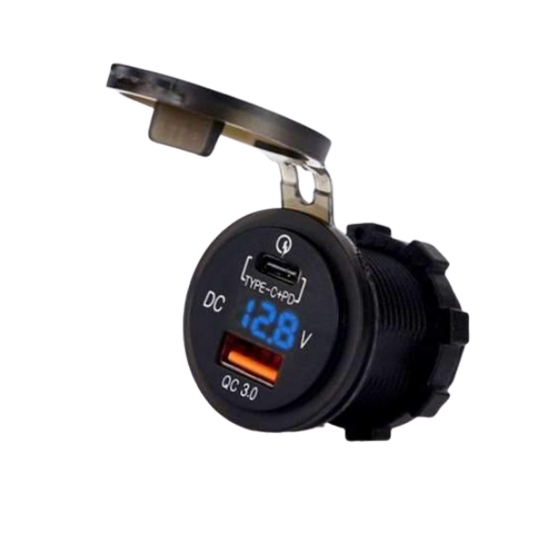 qc3-usb-charger-with-volt-meter-c-type-port-blue-led 1